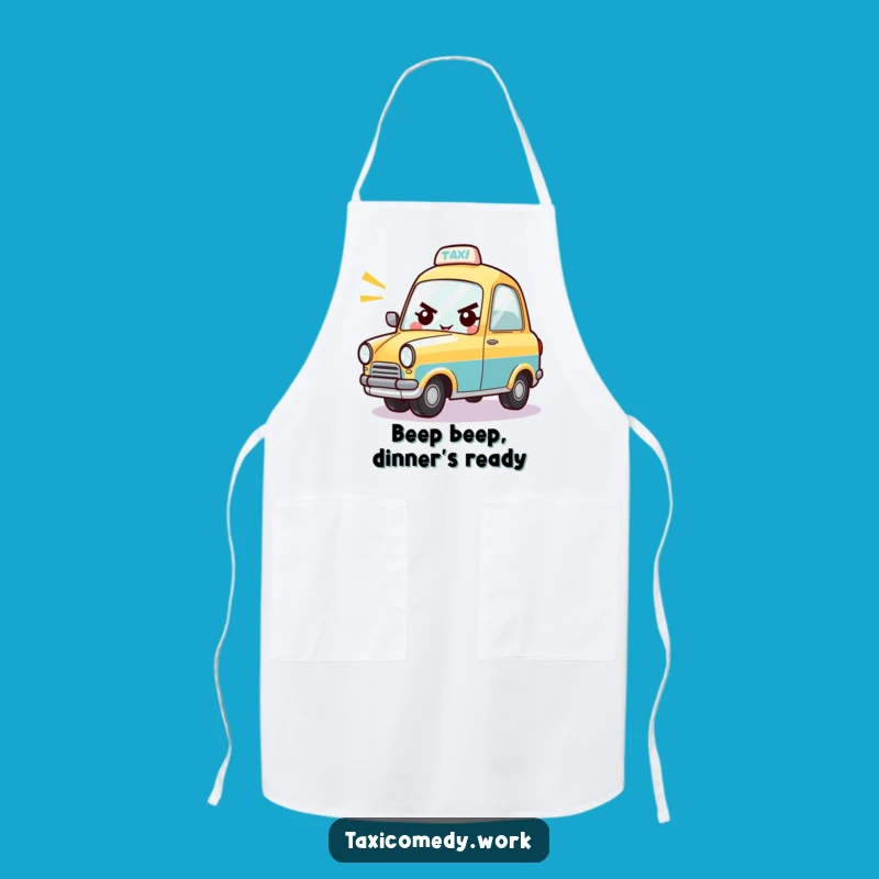 Funny Taxi Apron: Cheerful Honking Car Character for Kitchen Fun, Perfect Gift