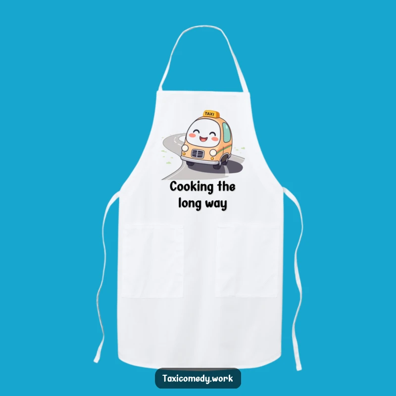 Funny Winding Road Taxi Apron: Friendly Chef Character Gift