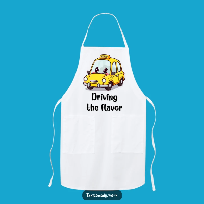 Funny Taxi Zoom Apron: Cheerful Car Character Kitchen Gift