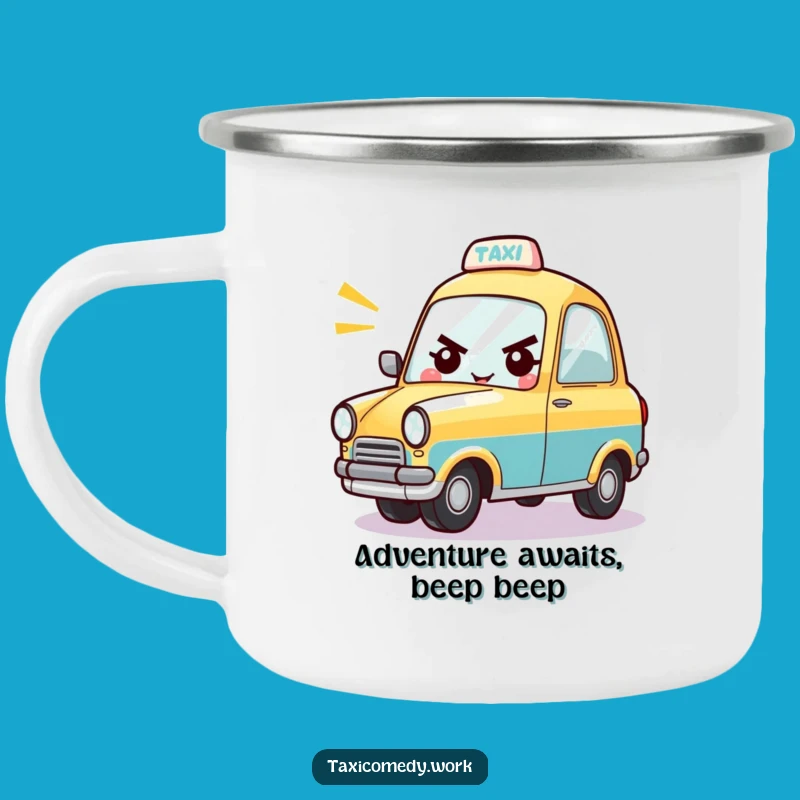 Funny Taxi Camping Mug: Durable & Cheerful Honking Car Character, Ideal Gift