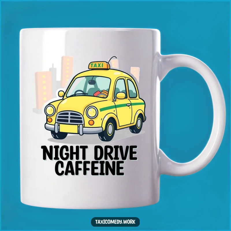 Funny Whimsical Taxi Mug: Playful City Lights Character Gift