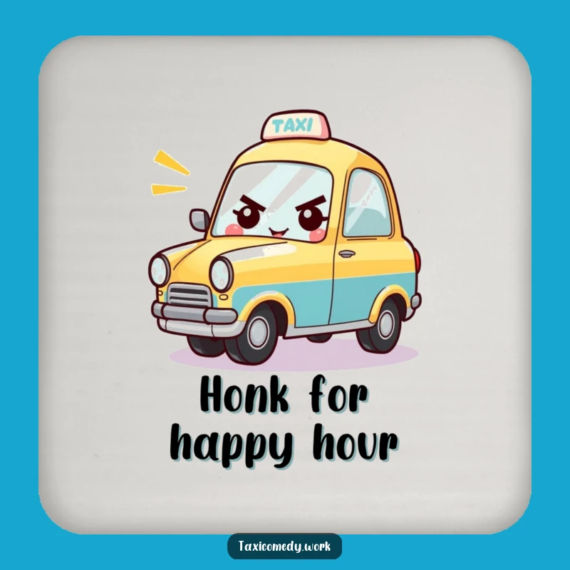 Funny Taxi Drink Coaster: Protect Surfaces with a Cheerful Honking Car, Gift