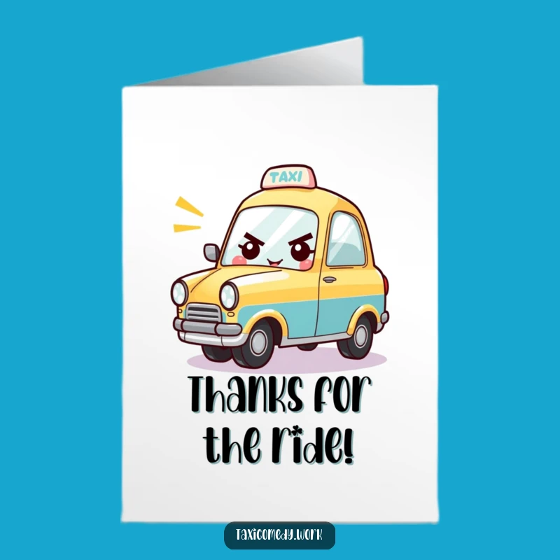 Free Printable Thank You Card Funny Taxi Honking Grateful Downloadable Gift