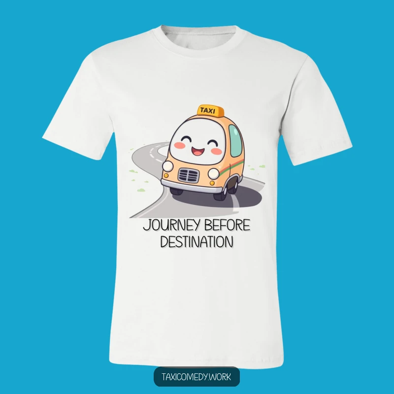 Funny Winding Road Taxi T-Shirt: Friendly Character Tee Gift