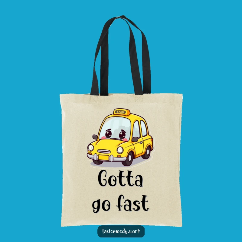 Funny Taxi Zoom Tote Bag: Cheerful Yellow Car Carry-All Gift